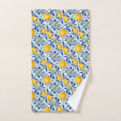 Lemon Botanical Blue and Yellow Summer Print バスタオルセット (ハンドタオル)