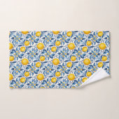 Lemon Botanical Blue and Yellow Summer Print バスタオルセット (ハンドタオル)