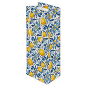 Lemon Botanical Blue and Yellow Summer Print ワインギフトバッグ (裏面アングル)