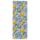 Lemon Botanical Blue and Yellow Summer Print ワインギフトバッグ (正面)