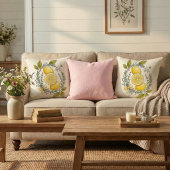 Lemon Botanical Herb Garden Throw Pillow クッション
