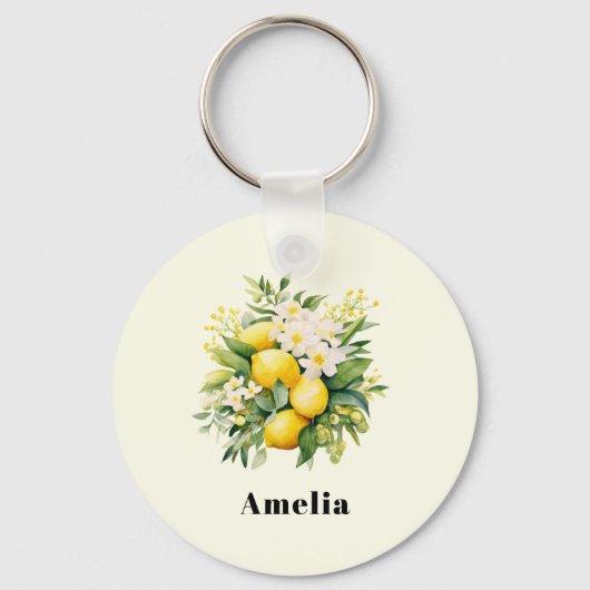 Lemon Bouquet with White Blossoms キーホルダー (裏面)