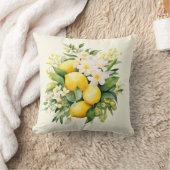 Lemon Bouquet with White Blossoms クッション (ブランケット)