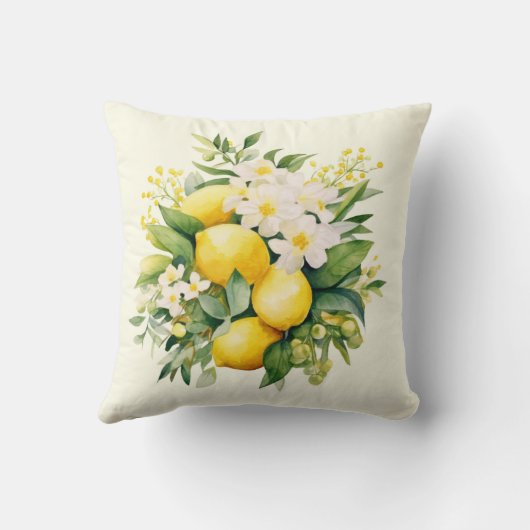 Lemon Bouquet with White Blossoms クッション (裏面)