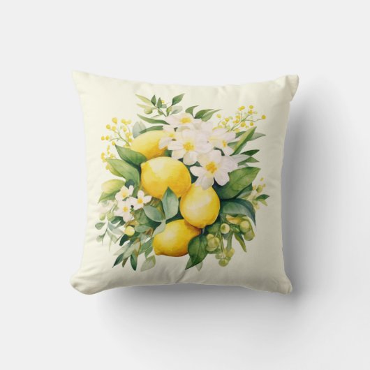 Lemon Bouquet with White Blossoms クッション (正面)