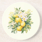 Lemon Bouquet with White Blossoms コースター (正面)