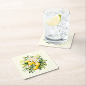 Lemon Bouquet with White Blossoms スクエアペーパーコースター (インサイチュ)