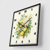 Lemon Bouquet with White Blossoms スクエア壁時計 (傾斜)