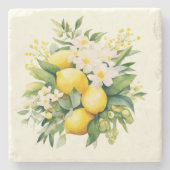 Lemon Bouquet with White Blossoms ストーンコースター (正面)