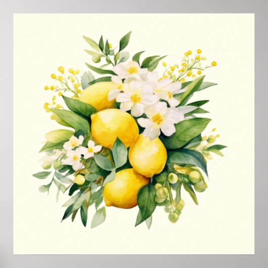 Lemon Bouquet with White Blossoms ポスター (正面)