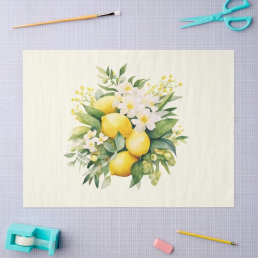 Lemon Bouquet with White Blossoms 薄葉紙 (クラフト)