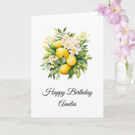 Lemon Bouquet with White Blossoms Birthday カード