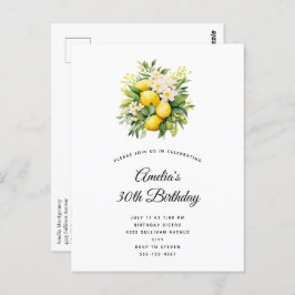Lemon Bouquet with White Blossoms Birthday ポストカード