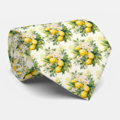 Lemon Bouquet with White Blossoms Pattern ネクタイ (ロール)