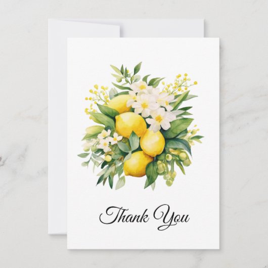 Lemon Bouquet with White Blossoms Thank You サンキューカード (正面)