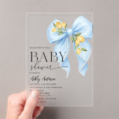 Lemon Bow Pearl Baby Shower アクリル招待状 (インサイチュ (ポータブル))