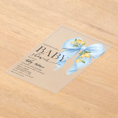 Lemon Bow Pearl Baby Shower アクリル招待状 (レイダウン)