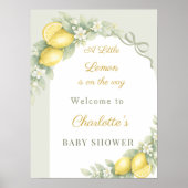 Lemon bow sage green arch welcome Baby Shower ポスター (正面)