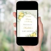 Lemon bow sage green arch welcome Baby Shower ポスター