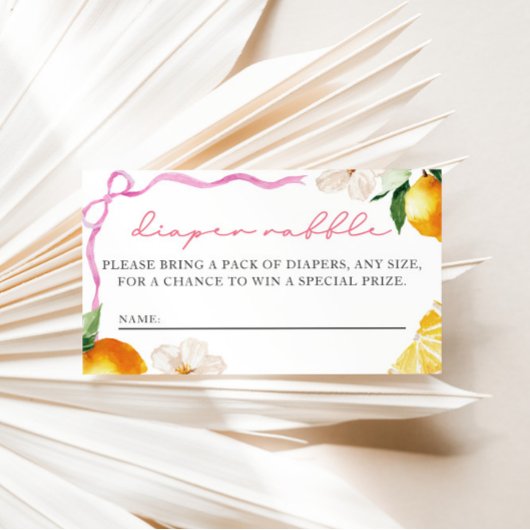 Lemon & Bows Baby Shower Diaper Raffle Entry  エンクロージャーカード