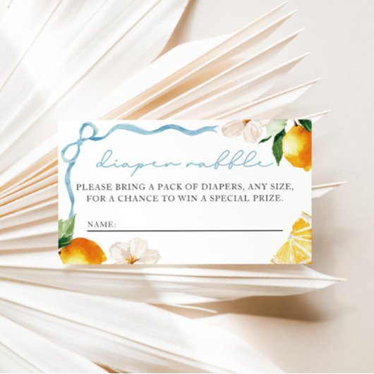 Lemon & Bows Baby Shower Diaper Raffle Entry  エンクロージャーカード