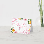 Lemon & Bows Whimsical Girls Baby Shower サンキューカード (正面)
