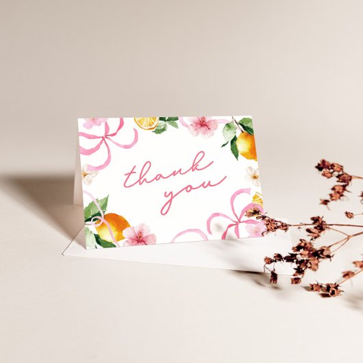 Lemon & Bows Whimsical Girls Baby Shower サンキューカード