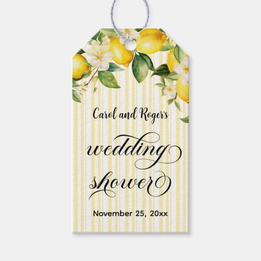 Lemon Branch Mediterranean Summer Wedding Shower ギフトタグ (正面)