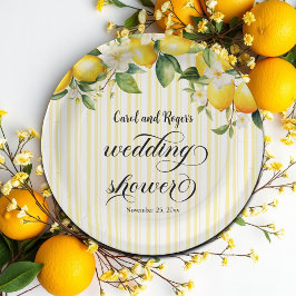 Lemon Branch Mediterranean Summer Wedding Shower ペーパープレート