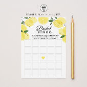 Lemon Bridal Shower Bingo Game Printable 招待状