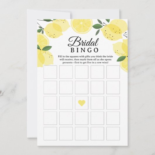 Lemon Bridal Shower Bingo Game Printable 招待状 (正面)