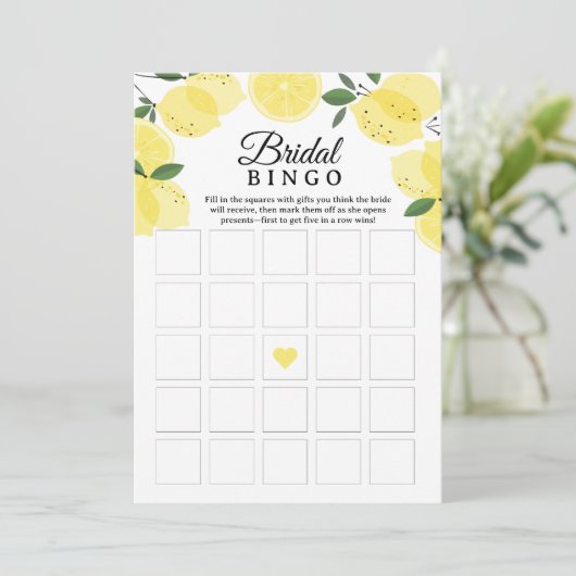 Lemon Bridal Shower Bingo Game Printable 招待状 (スタンド正面)