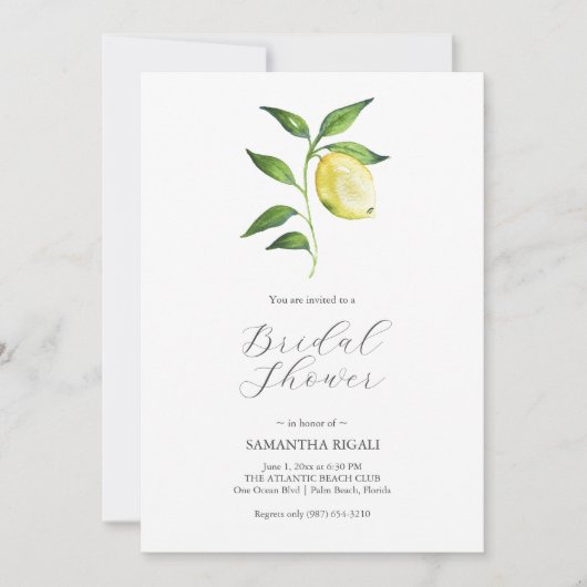 Lemon Bridal Shower Invitations Printing 招待状 (正面)