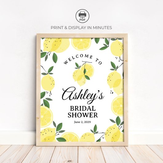 Lemon Bridal Shower Welcome Sign ポスター