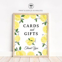 Lemon "Cards and Gifts" Bridal Shower sign ポスター