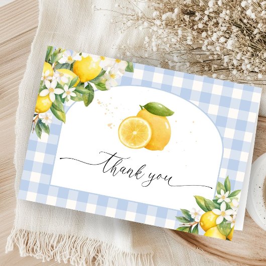 Lemon Citrus Baby Shower Boy Folded Thank You Card サンキューカード