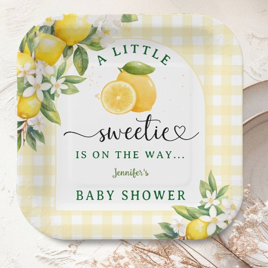 Lemon Citrus Baby Shower Yellow ペーパープレート
