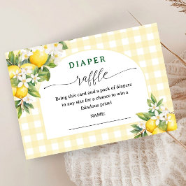 Lemon Citrus Baby Shower Yellow Diaper Raffle エンクロージャーカード
