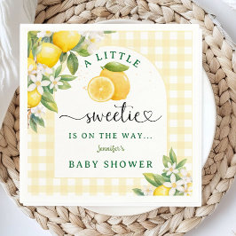 Lemon Citrus Baby Shower Yellow Gingham スタンダードカクテルナプキン