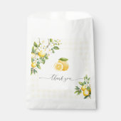 Lemon Citrus Baby Shower Yellow Gingham フェイバーバッグ (正面)