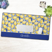 Lemon Citrus Blue Mediterranean Personalized デスクマット