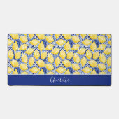Lemon Citrus Blue Mediterranean Personalized デスクマット (正面)