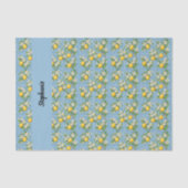 Lemon Citrus Blue Tile Pattern Monogram Name 薄葉紙 (正面)