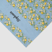 Lemon Citrus Blue Tile Pattern Monogram Name 薄葉紙 (詳細)