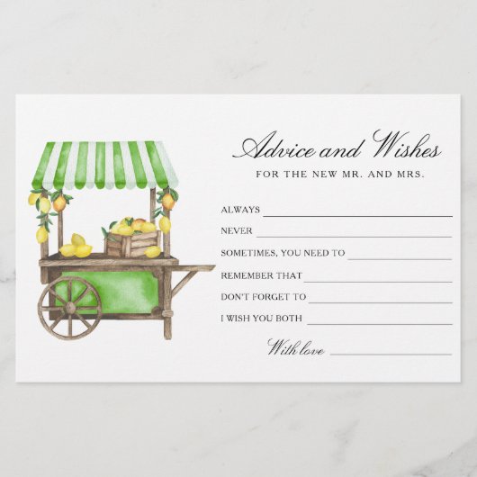 Lemon Citrus - Bridal Shower Advice and Wishes 便箋 (正面)
