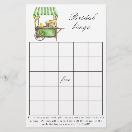 Lemon Citrus - Bridal shower bingo game (正面)