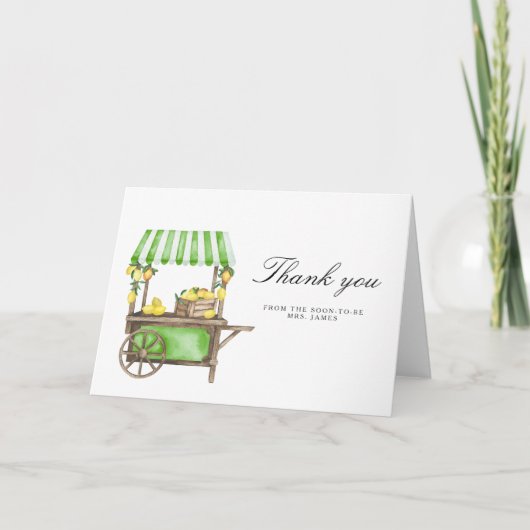 Lemon Citrus - bridal shower thank you card カード (正面)