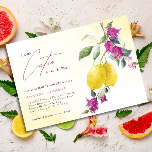 Lemon Citrus Cutie Mama's main Squeeze Baby Shower 招待状