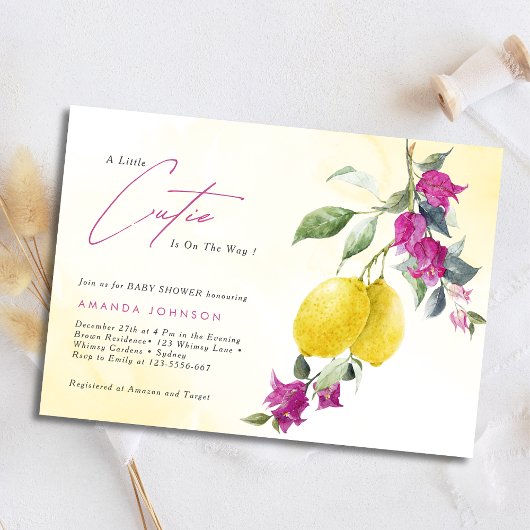 Lemon Citrus Cutie Mama's main Squeeze Baby Shower 招待状