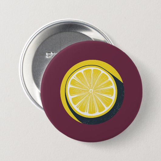 Lemon Citrus Design - Large Button 缶バッジ (正面&裏面)